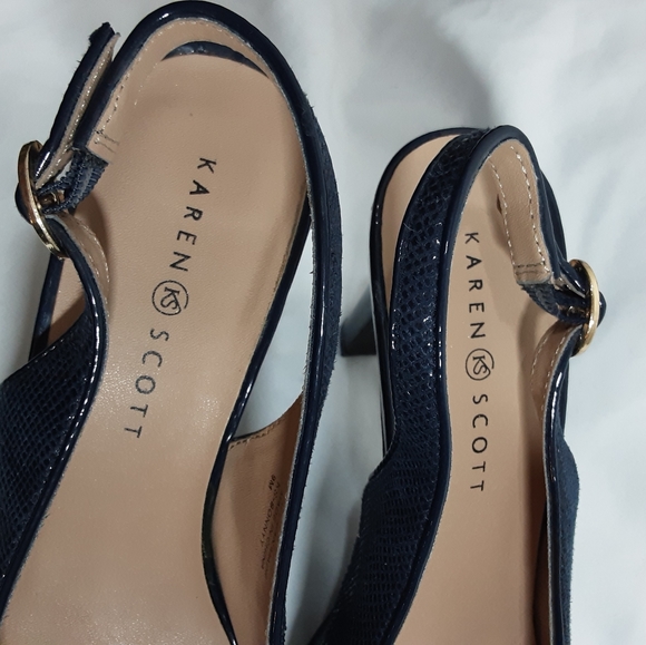 Karen Scott Dark Blue Slingback Peep Toe 9M - Picture 6 of 8